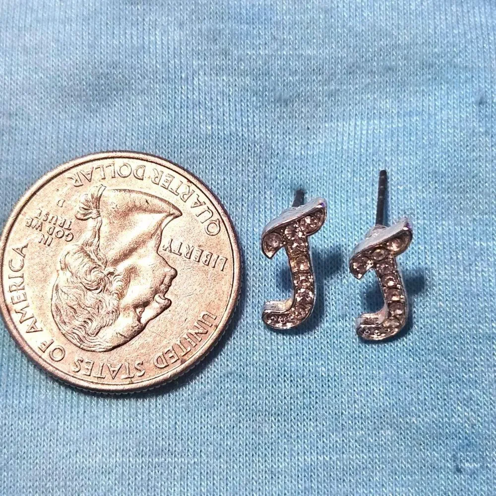 Claire's Kids Jeweled Letter J Stud Earring Rhinestone Initial Sparkle Cute Gift